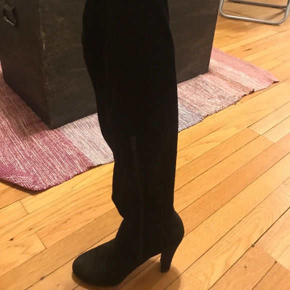 Black Suede Thigh High Boots - Picture 1 of 5